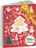CUPKIN Holly Jolly Holiday Stickers for Kids Toddler Sticker Book, Santa Christmas Activity Book, Toddler Travel Essentials, 300+ Christmas Stickers + 8 Sticker Scenes and Coloring Pages, Ages 2+