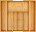 VaeFae Premium Bamboo Drawer Organizer, Expandable Silverware Drawer Organizer, Cutlery Tray with Dividers for Kitchen Utensils (Natural, Large)