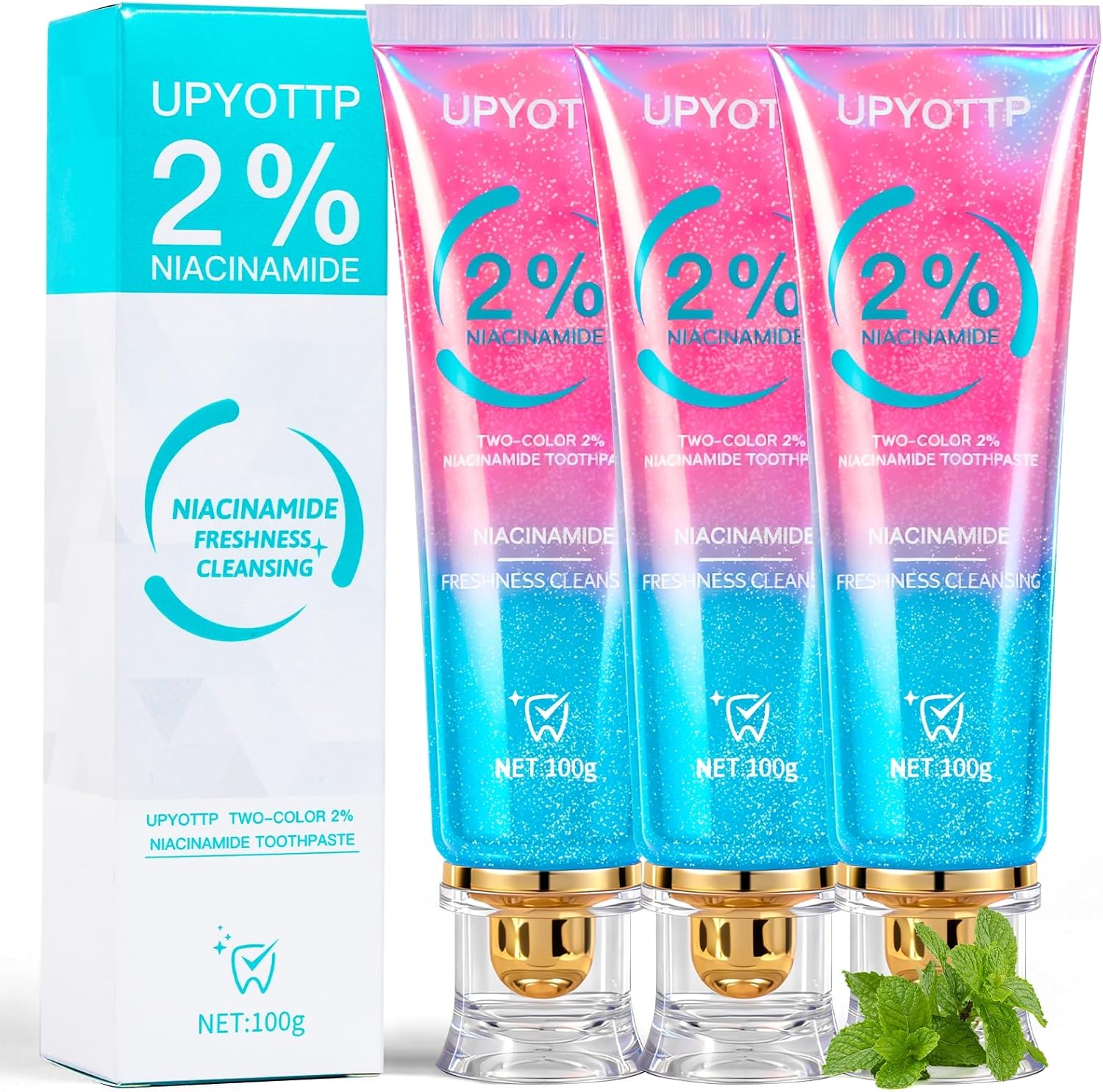 Niacinamide Whitening Toothpaste, Niacinamide Intensive Whitening Toothpaste, Fresh Breath, Improves Gum Health,Fluoride-Free, Suitable for Sensitive Teeth(3pcs)