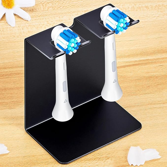 Electric Toothbrush Head Holder, Tooth Brushing Holder, Wall Mounted Toothbrush Holders Shower Bathroom, Self Adhesive or Desktop Tooth Brush Holder Organiser (Black, Small)