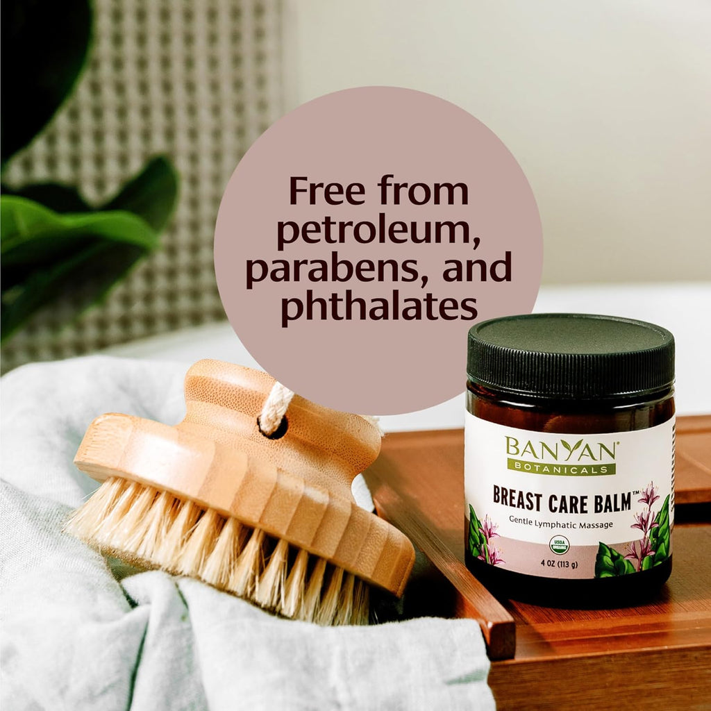 Banyan Botanicals Breast Care Balm – Organic Herbal Salve with Tulsi & Palmarosa – for Lymph Massage & Breast Health – Promotes Healthy Circulation – 4 oz – Non GMO Sustainably Sourced Petroleum Free