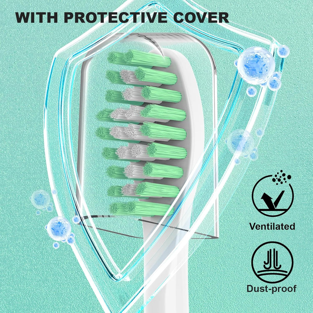 Replacement Toothbrush Heads for Philips Sonicare E Series,Compatible with Sonicare Essence, Elite, Advance, CleanCare Screw-on Electric Toothbrush HX7022/66 HX7023/64,HX7023/30,8 Pack with Caps ﻿