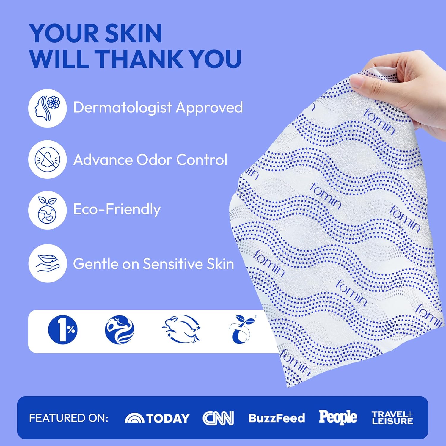 FOMIN Travel Cold Shower Wipes - 10 Pack - No Rinse XL Bathing Wipes with Vitamin E - Fragrance-Free Full Body Wipe for Adults - Individually Wrapped Waterless Bath Wipe for Hygiene, Camping, & Gym