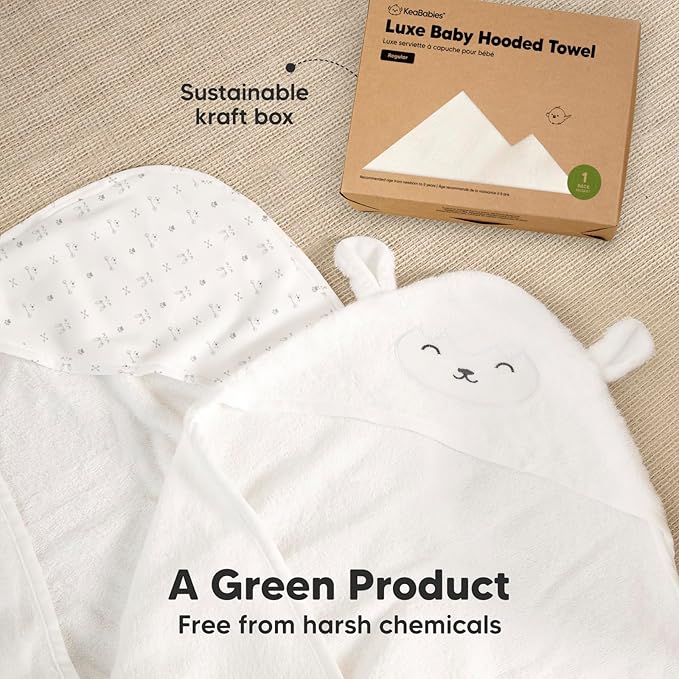 KeaBabies Hooded Baby Towel for Newborn - Viscose Derived from Bamboo Large Baby Bath Towels with Hood for Boys, Girls, Toddler, Extra Absorbent & Soft Newborn Bath Essentials (KeaStory)