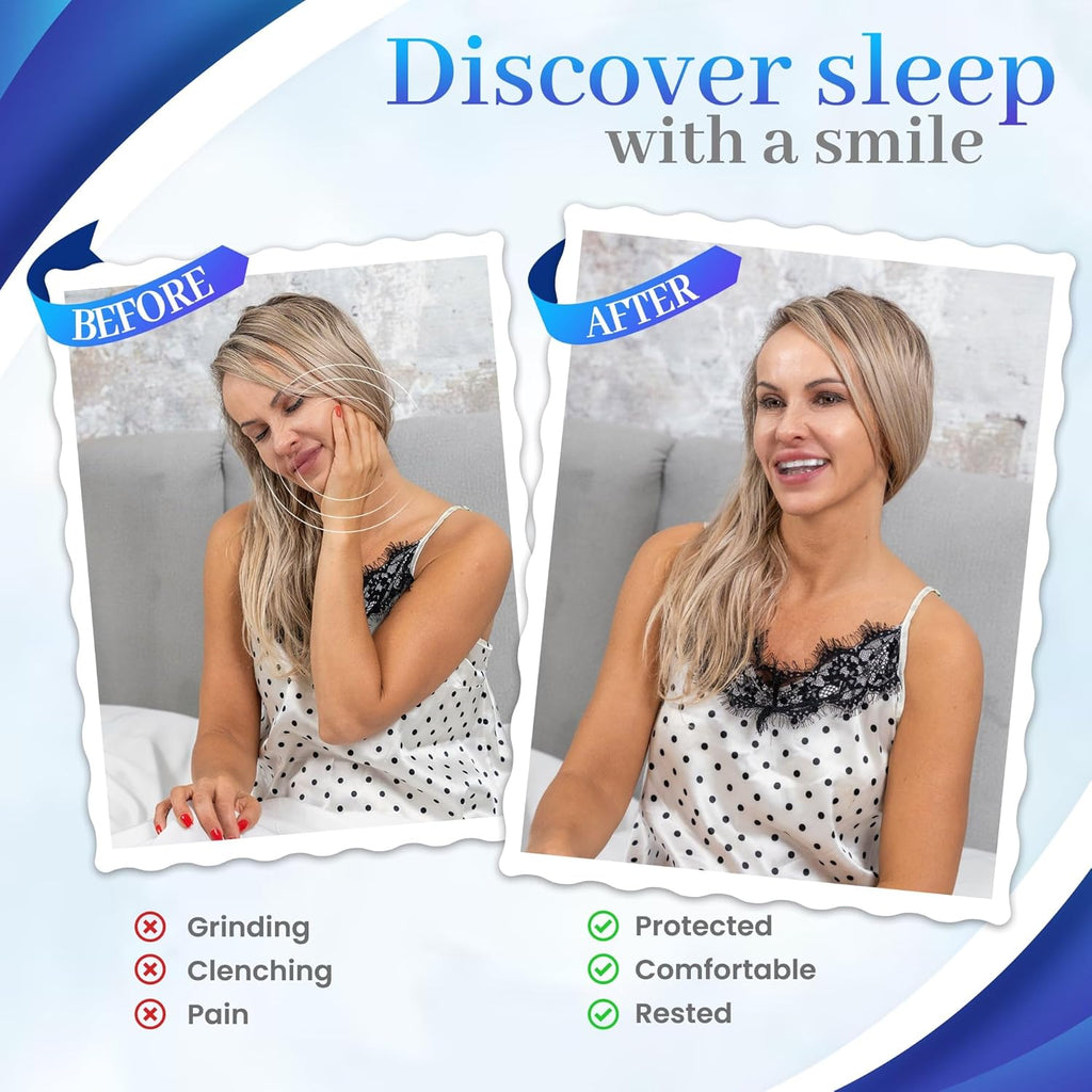 2-Pack Dual-Mold Bruxism Night Guards, Premium Comfort for Teeth Grinding & TMJ Relief (Clear & Blue), BPA & Latex-Free, Custom Dental Guards, Travel Cases & Brush – by AFOE