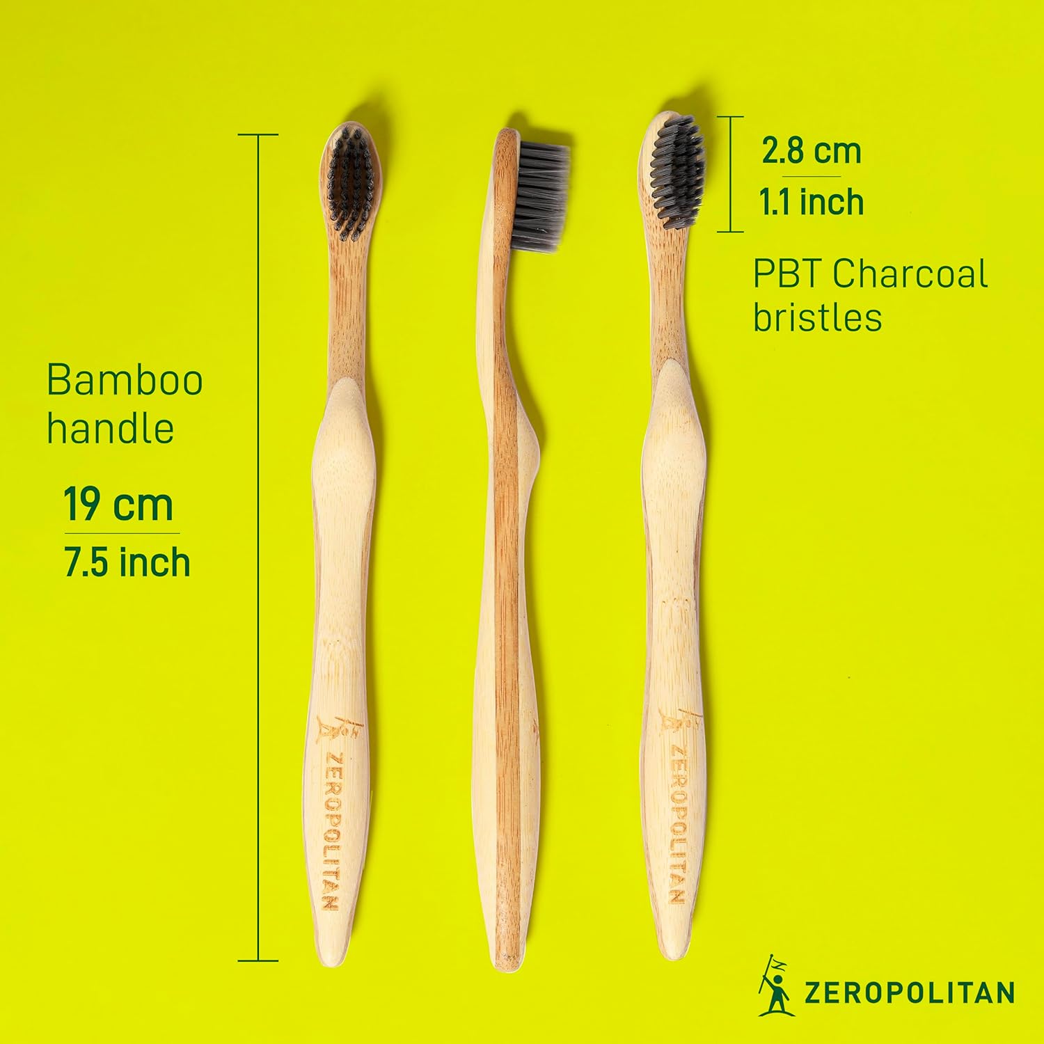 Eco-Friendly Bamboo Toothbrush Set of 4 - Soft Bristle Toothbrush with Ergonomic Handles & Charcoal Bristles – Low Waste & Biodegradable Personal Care Essentials