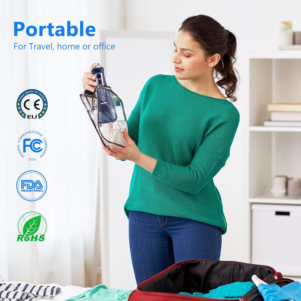 Sejoy Water Flossers for Teeth Cleaning, Water Flosser for Teeth Rechargeable Cordless, Electric Portable, 5 Cleaning Modes 8 Jet Tips, IPX7 Waterproof, 230ml, for Travel and Home