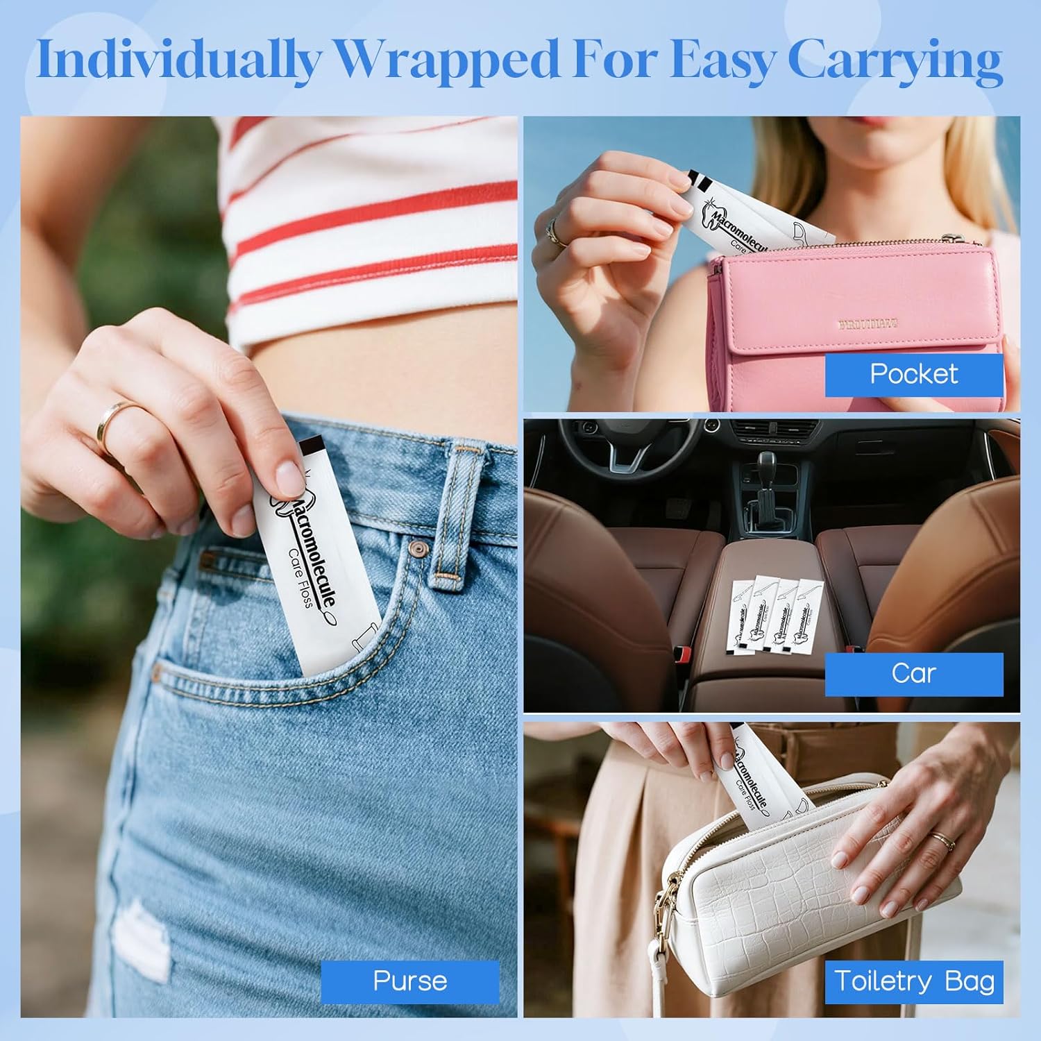 Individually Wrapped Dental Floss Picks Bulk Disposable Flossing Sticks Teeth Cleaning and Oral Care Travel Size Dental Tooth Floss Pack for Hotels, Weddings, Guests & Business Single Use (200 Pack)