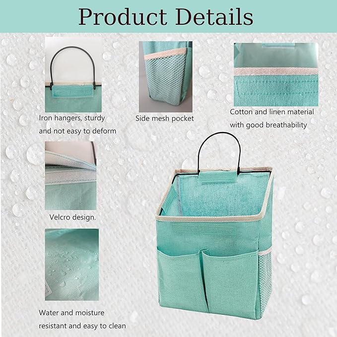 2pcs Wall Hanging Storage Bag,Wall Hanging Organizer Bags with Pockets, Wall Organizer Storage for Dormitory Bathroom Bedroom Kitchen(Green)