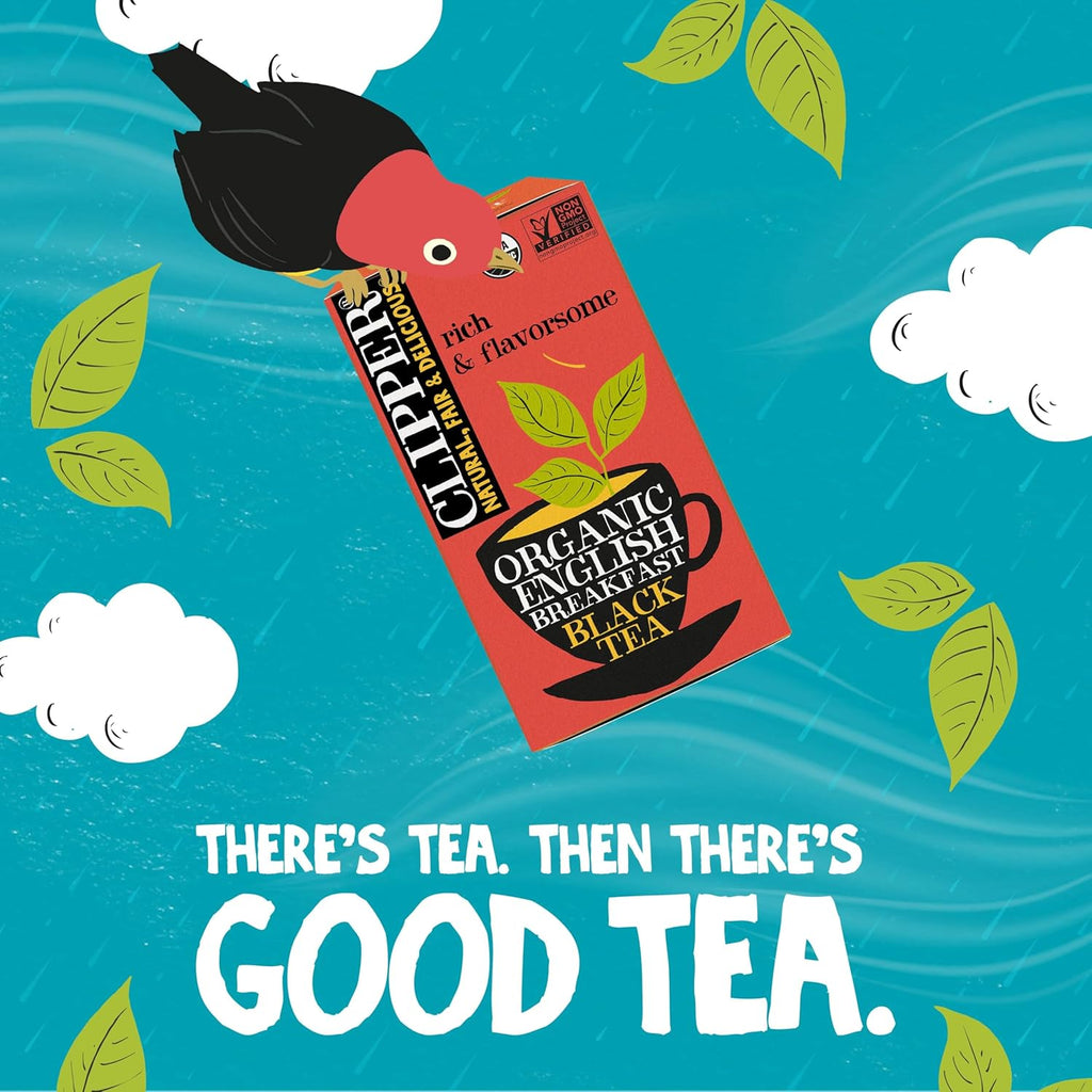 Clipper Tea Organic Fairtrade English Breakfast, Big Ben - USDA Organic, Non-GMO, Fair Trade, Sustainable Caffeinated Tea, 1 Pack, 20 Unbleached Tea Bags
