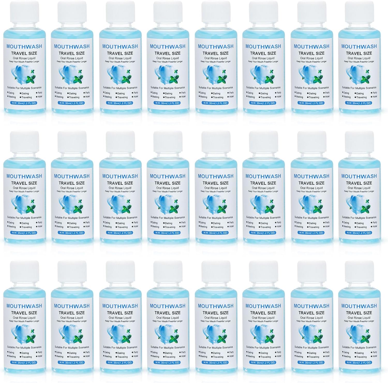 Travel Mouthwash Bulk, 1.2 Oz/35ml Mini Mouthwash Bulk, for Freshening Breath, Easy to Carry, Suitable for Work, Travel, Hotels, Dating Essentials (100-PACK)