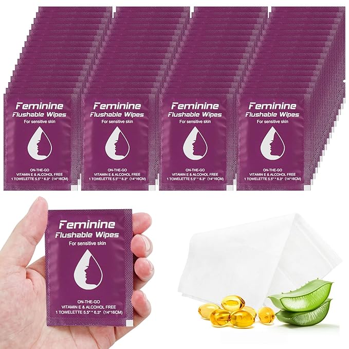 Feminine Wipes Individually Wrapped, Flushable Wipes Travel,Travel Wipes for Women,Feminine Care Wet Wipes Travel Size Vaginal Wipes for Adult, Girl and Homeless (unscent,400)