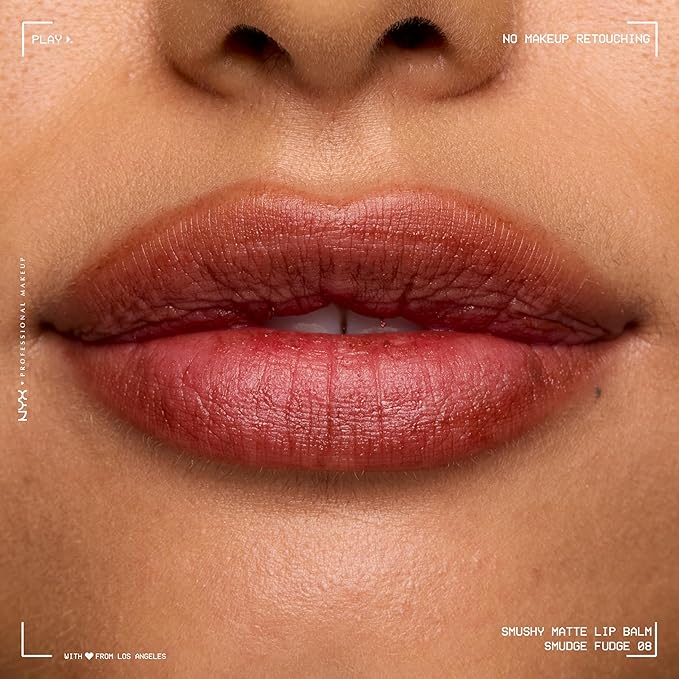 NYX PROFESSIONAL MAKEUP Smushy Matte Lip Balm, Tinted Lip Moisturizer with Soft, Matte Finish - Smudge Fudge (Chocolate Brown)