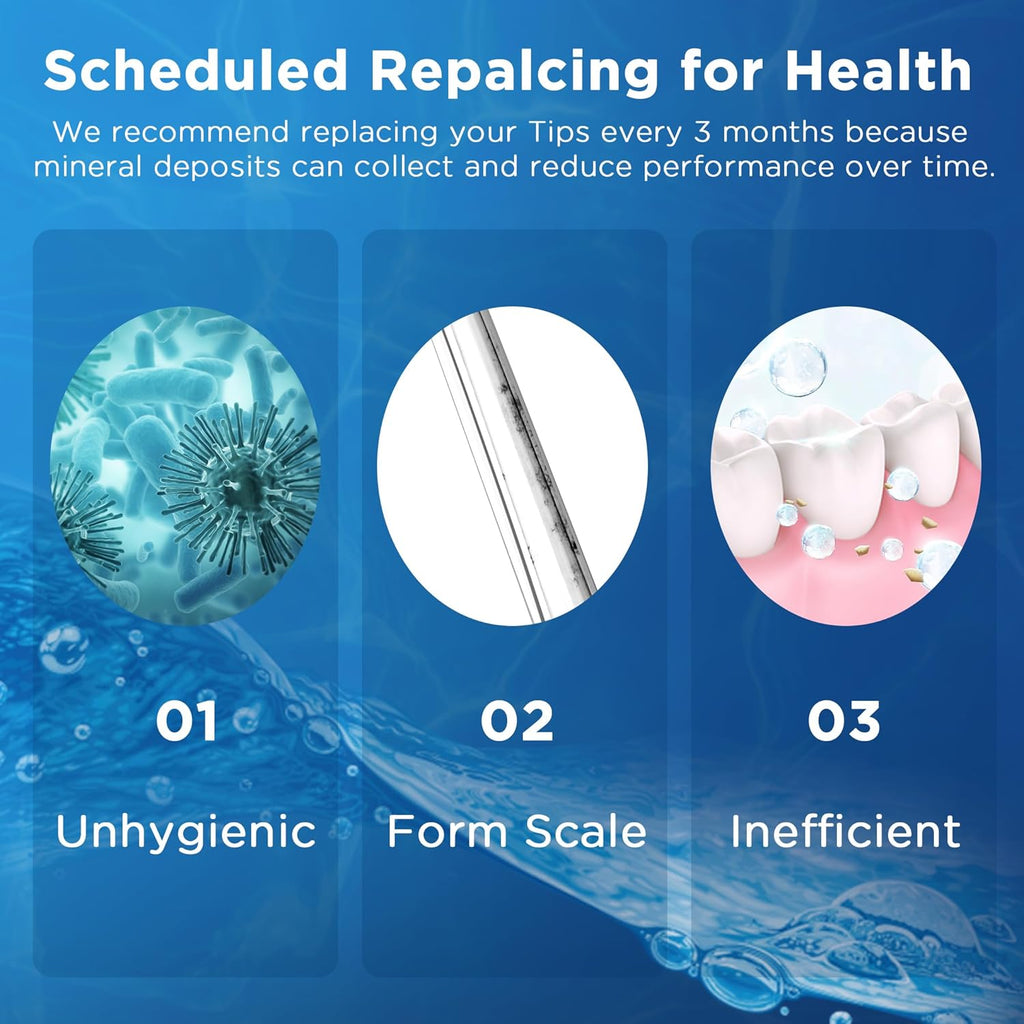 Replacement Tips for Waterpik Water Flosser (6 Brush Head Tips & Storage Case Bundle)