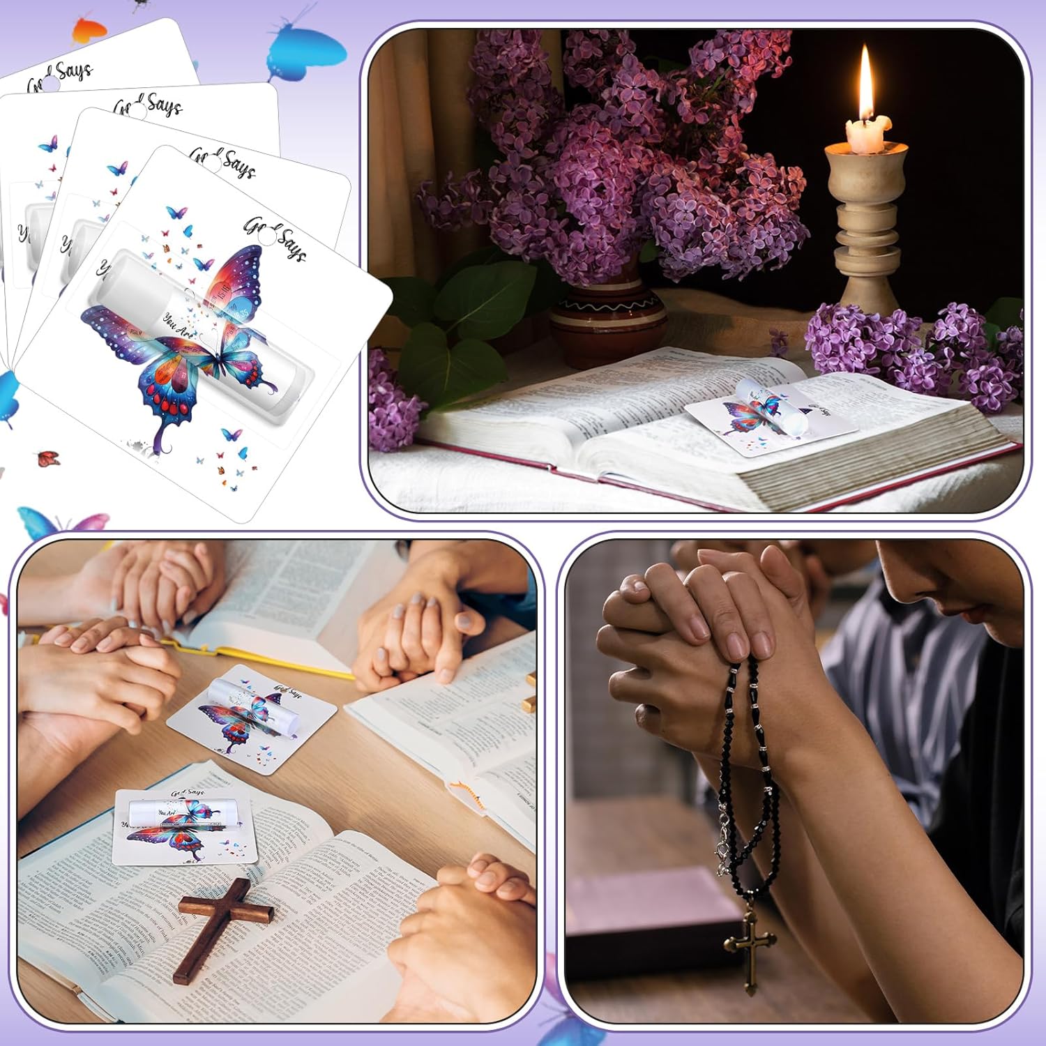 25 Pack Christmas Purple Butterfly Gifts Religious Bible Verse Lip Balms Bulk 5 Flavor for Women Men Christian Church Party Favors with Scripture Inspirational Gifts for Coworkers Staff