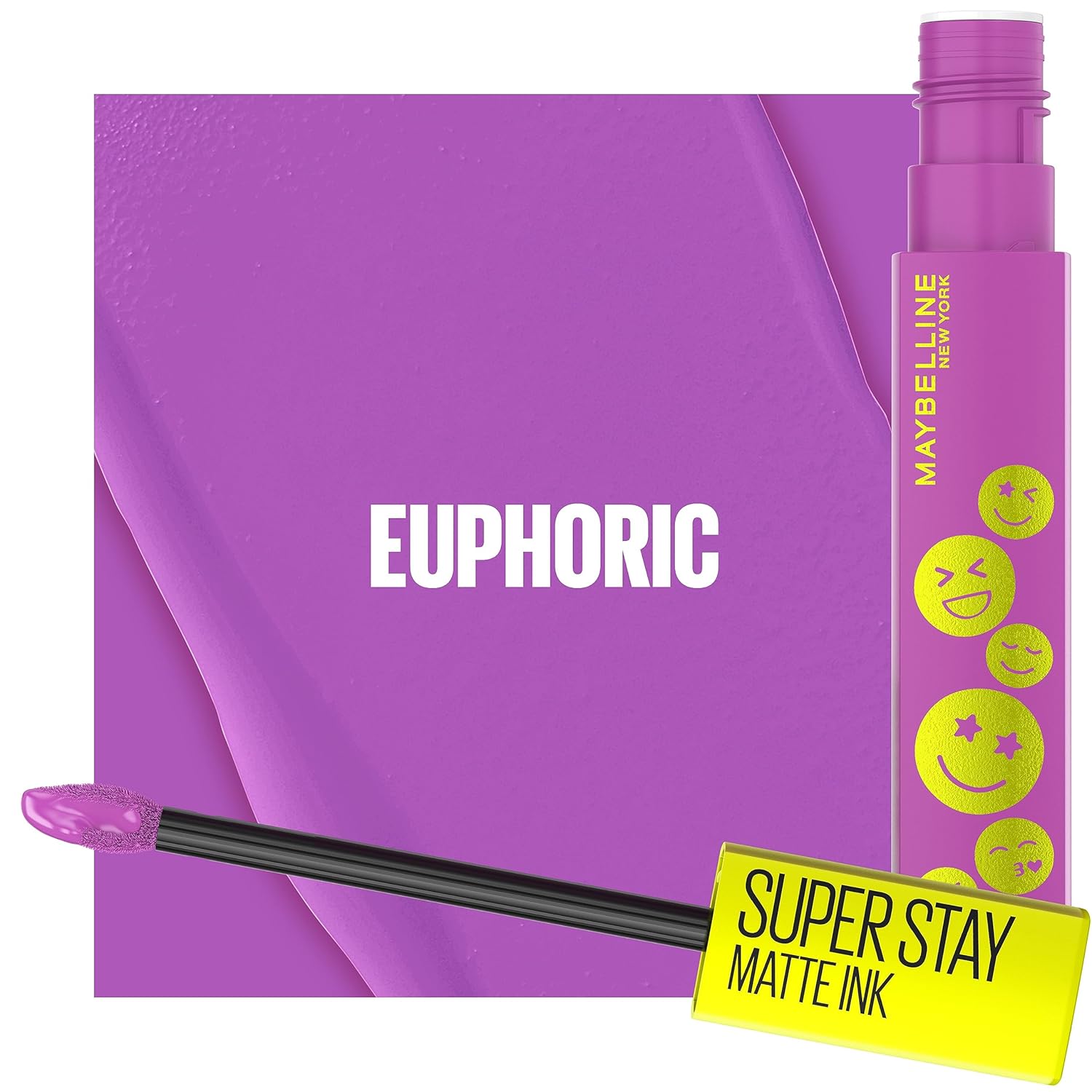 Maybelline Super Stay Matte Ink Liquid Lip Color, Moodmakers Lipstick Collection, Long Lasting, Transfer Proof Lip Makeup, Euphoric, 1 Count