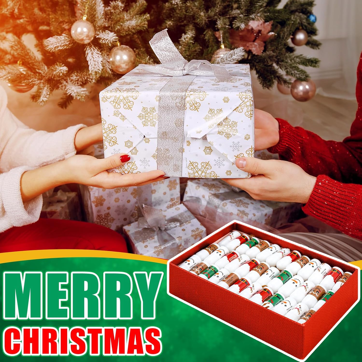 25 Pcs Christmas Lip Balm Bulk Mini Candy Cane Peppermint Flavor Lip Balms Bulk Christmas Stocking Stuffers Xmas Party Gifts Small Thank You Employee Appreciation Gifts for Women Men (Xmas Character)