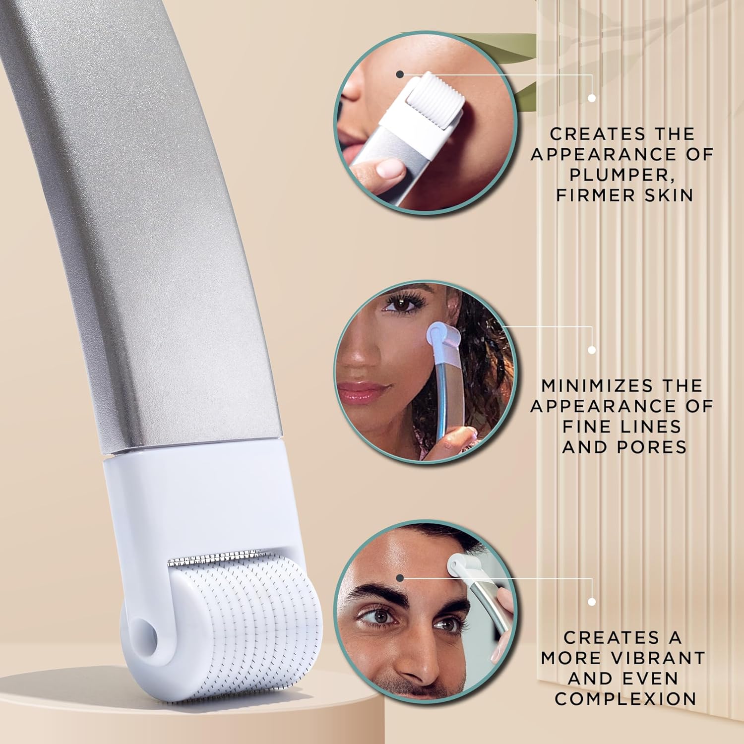 StackedSkincare Microneedling Roller with Replaceable 0.2mm Stainless Steel Needle Head - Gentle Micro Needle Roller for Face, Scalp & Body - Ergonomic Aluminum Handle for Smooth, Even, Radiant Skin