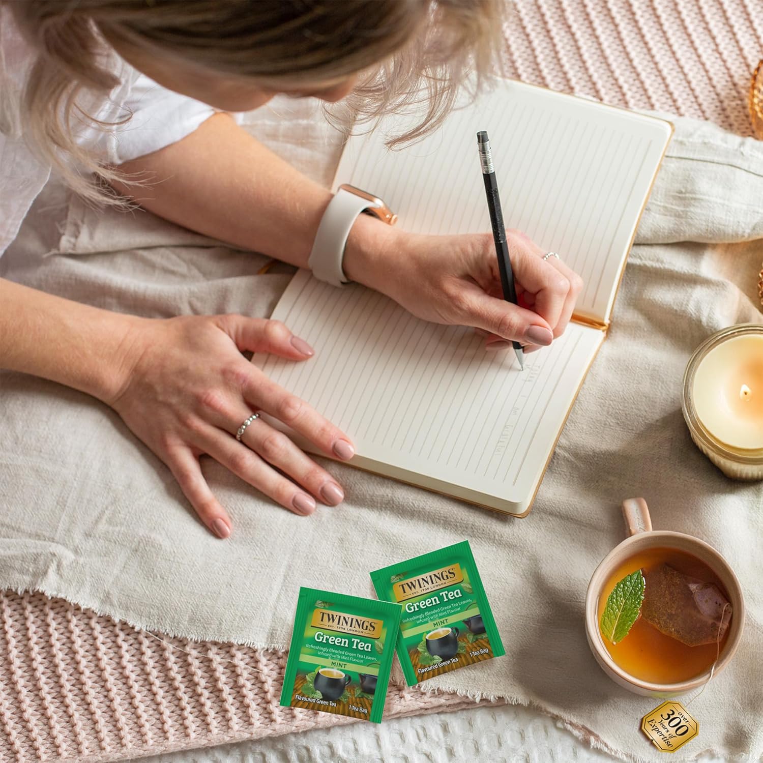 Twinings Green Tea with Mint Individually Wrapped Bags, 20 Count (Pack of 6), Invigorating Aroma, Caffeinated, Enjoy Hot or Iced, 120 Teabags