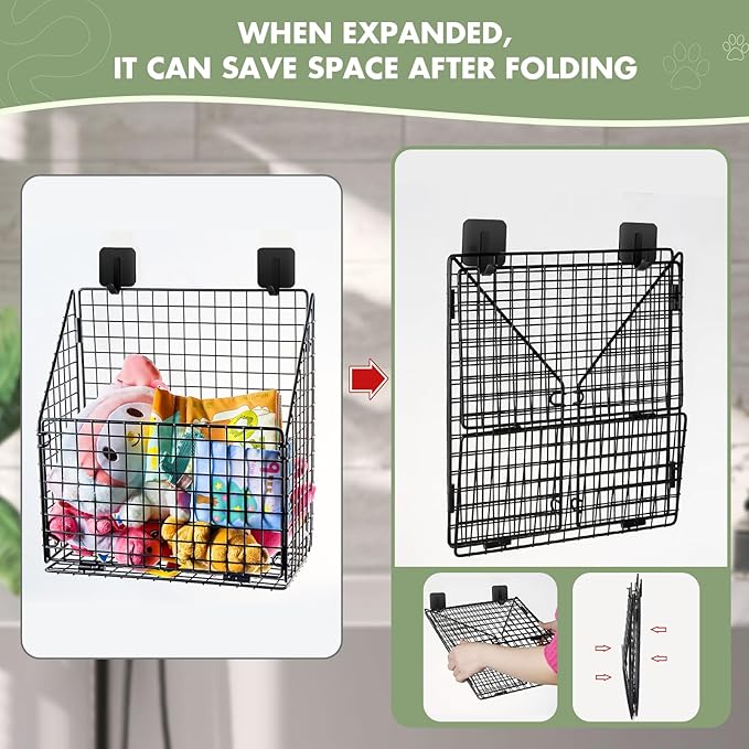 2 Pack Large Bath Toy Storage, Metal Bathtub Shower Toy Holder, Foldable bath Tub Toy Organizers Black, Bathroom Toy Storage with Drainage for Sorting Toys/Clothes/Toiletries