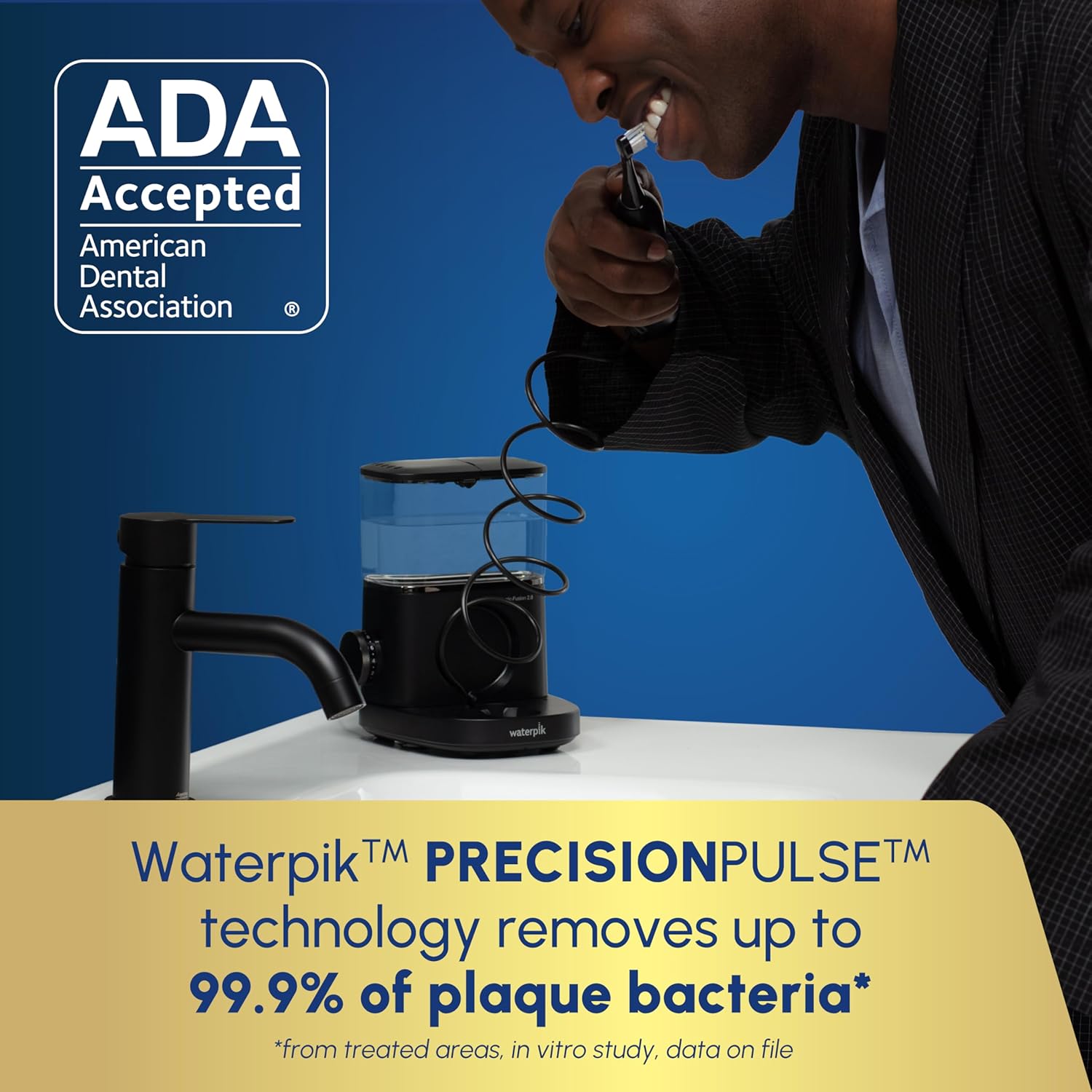 Waterpik Sonic-Fusion 2.0 Professional Flossing Electric Toothbrush with Water Flosser Combo In One, Black SF-04, Packaging May Vary