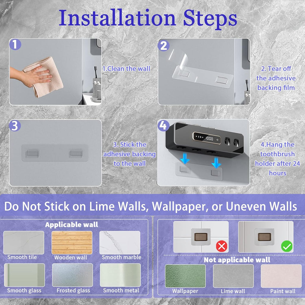 Automatic Toothpaste Dispenser,Rechargeable Toothbrush Holders for Bathrooms,3 Cups Electric Toothbrush Holder Wall Mounted with Toothpaste Dispenser Bathroom Decor (White)