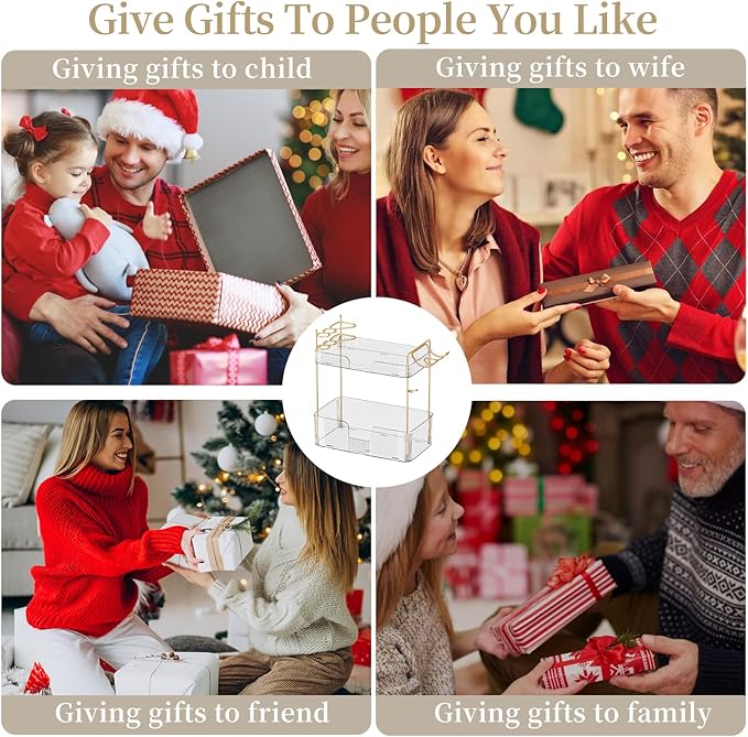 2-Tier Bathroom Counter Organizer with Hair Dryer Holder, Modern Style, Cosmetics & Skincare Shelf Organizer