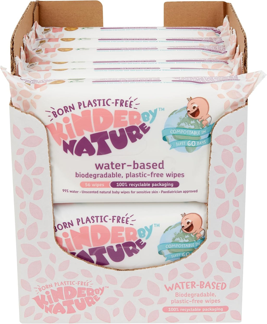 Jackson Reece Kinder by Nature Water-Based Baby Wipes - 56 Count (Case of 12 packs)