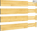 BAMEOS 3" H Large Bamboo Drawer Dividers Adjustable Drawer Organization Expandable Utensil Organizers for Kitchen Dresser Bathroom Bedroom and Office 4-pack