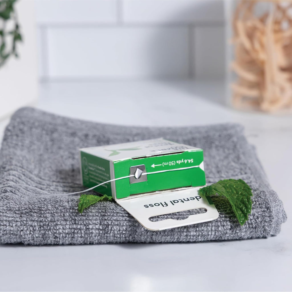 The Humble Co. Dental Floss (4pack) - Vegan, Waxed Dental Floss with Xylitol, 55 Yards of Adult and Kids Floss for Gum Care and Dental Care (Mint)
