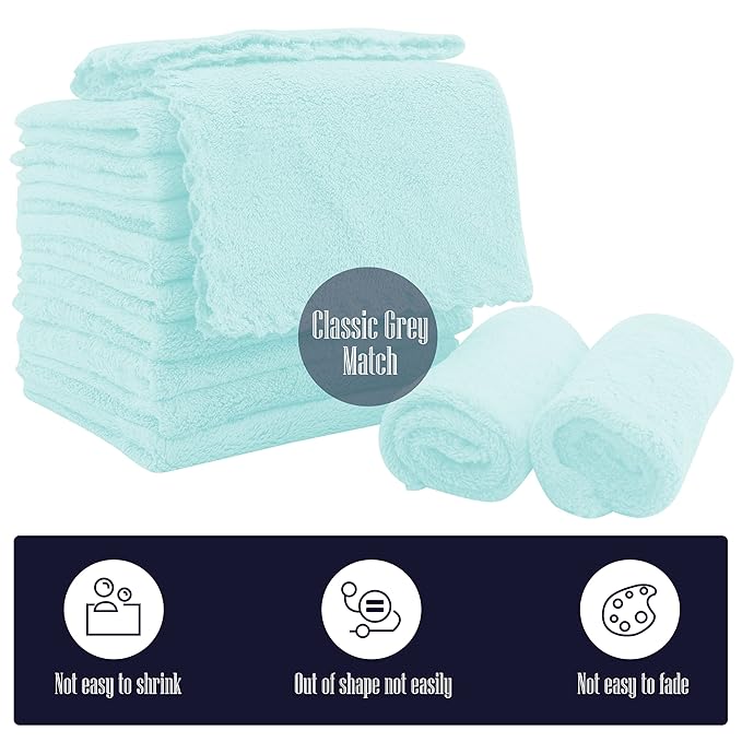 16 Pack Baby Washcloths - Luxury Coral Fleece - Extra Absorbent and Soft Wash Clothes for Newborns, Infants and Toddlers - Suitable for Sensitive Skin and New Born-Baby Shower-Frozen Blue,10x10 Inch