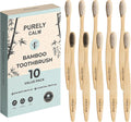 Bamboo Toothbrushes Set – 10-Pack (8 Standard + 2 Charcoal Bristle) – 2 Dental Floss as a Bonus - Eco-Friendly, Biodegradable Soft Bristle Toothbrush, Wooden Toothbrush for Adults & Kids