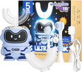 Well Before Ultrasonic Kid's U-Shaped Electric Toothbrush, IPX7 Waterproof, Five Cleaning Modes (Spaceman, Blue Ages 2-7)
