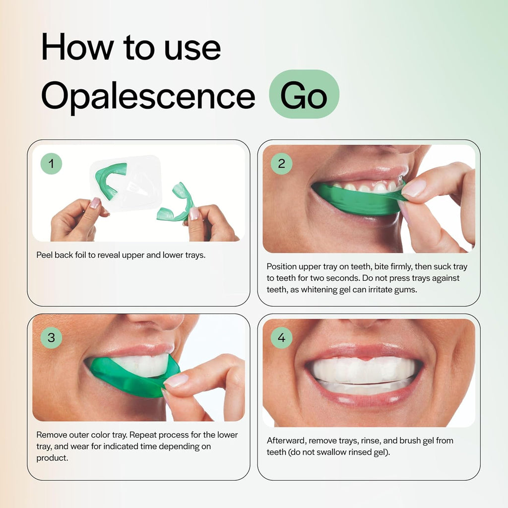 Opalescence Go 15% Mint - Prefilled Teeth Whitening Trays - 15% Hydrogen Peroxide - (10 Treatments) Made by Ultradent Products. Teeth Whitening Kit -Mint - Includes 2Chill Toothbrush 5194-1T