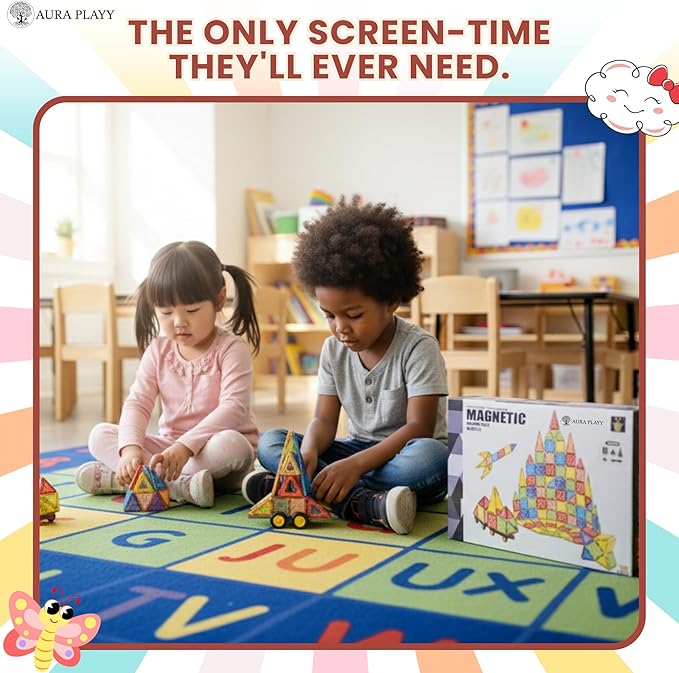 100 Piece Magnetic Tiles Set – 3D Magnet Building Blocks, STEM Educational Construction Toy for Toddlers & Kids | Creativity, Learning, and Fun for Boys & Girls Ages 3+