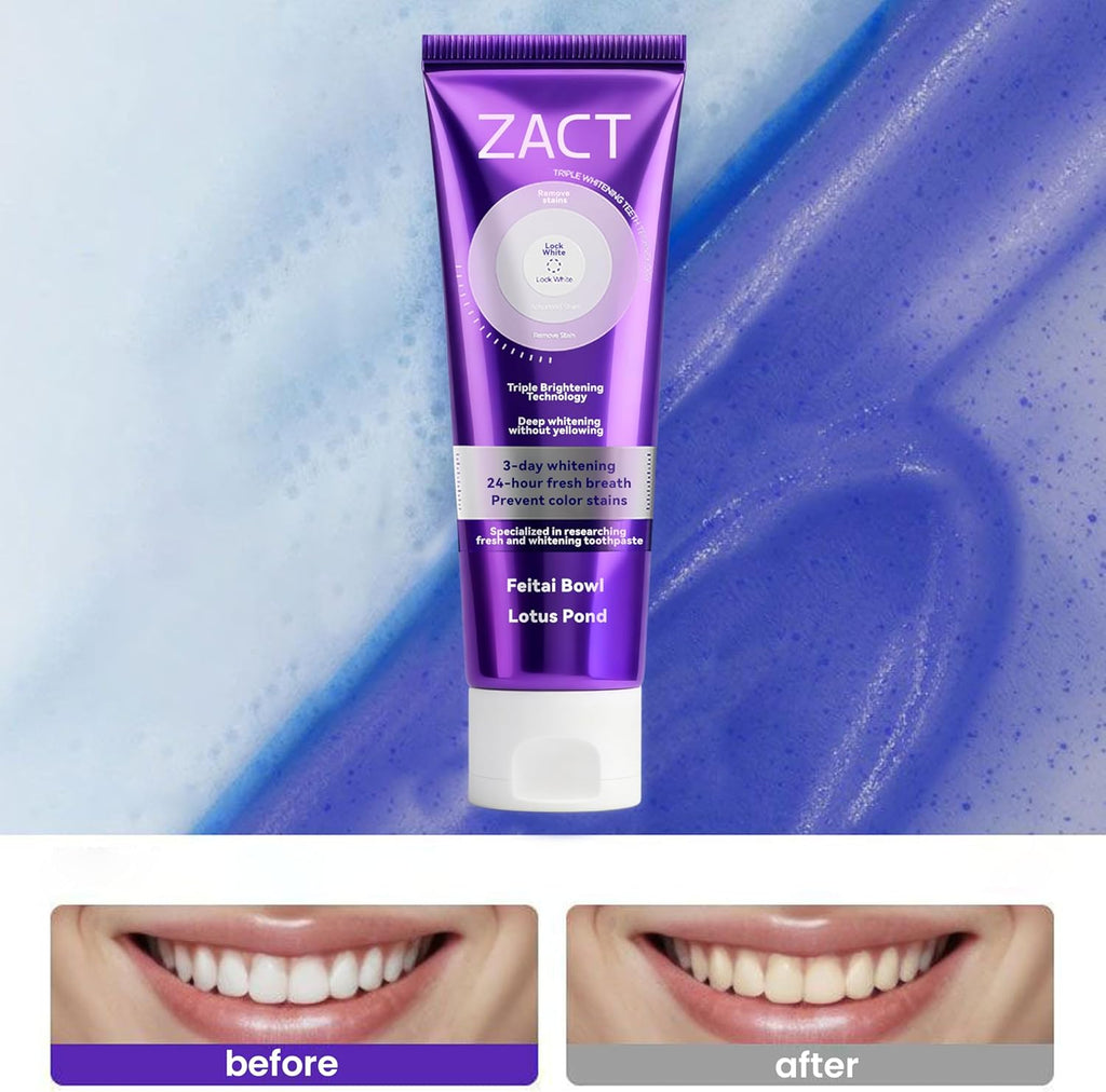 Purple Color Corrector & Whitening Toothpaste, Fluoride-Free for Sensitive Teeth, Deep Stain Remover to Eliminate Plaque & Freshen Breath, Enamel Safe (2)