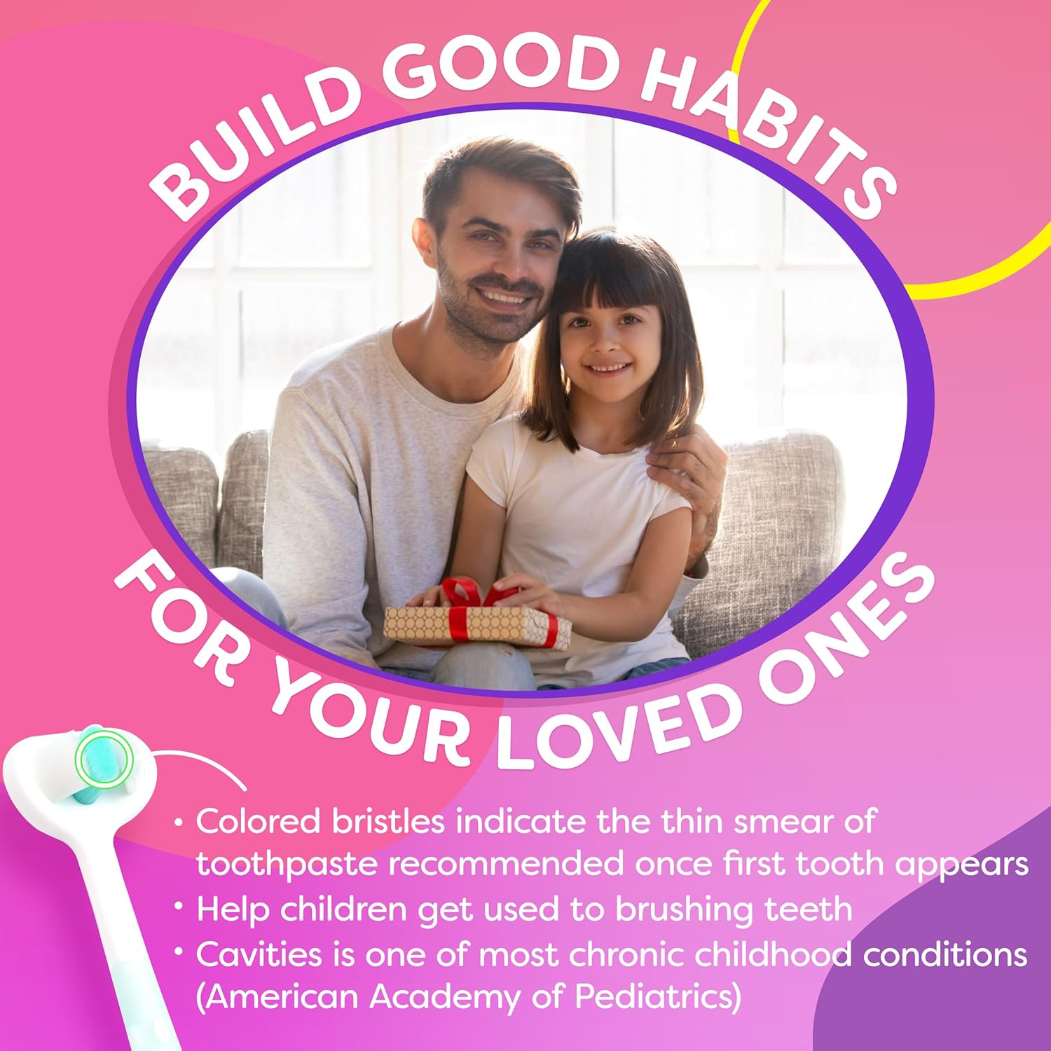 Trueocity Extra Soft Toddler Toothbrush, Toddler Toothbrushes 1-2 1-3 2-4, Toothhugger High Efficient 3 Sides Baby Toothbrush 12 Months and Up, Infant Training Brush, Sensory Oral Care Set (3 Pack)