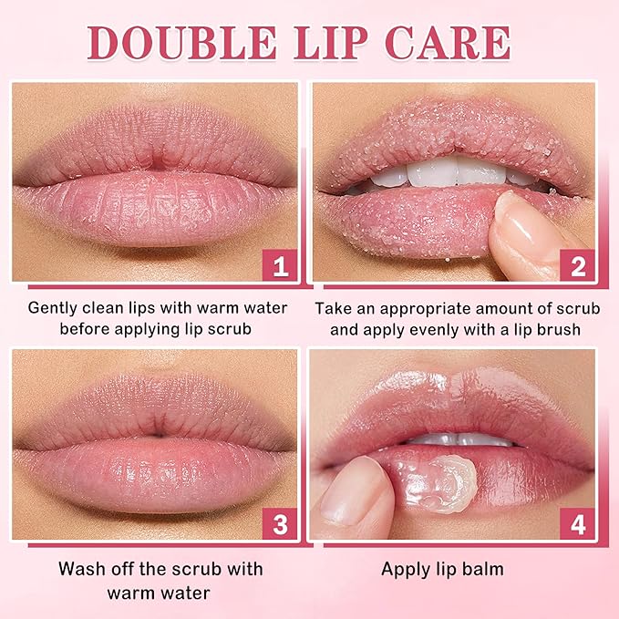 4PCS Lip Scrub and Mask Set,Strawberry and Honey Pot Lip Balm,Reduces Lip Lines Lip Exfoliator Scrub and Moisturizer,Repair Bee Lip Balm and Lip Scrub Set,Lip Mask Overnight