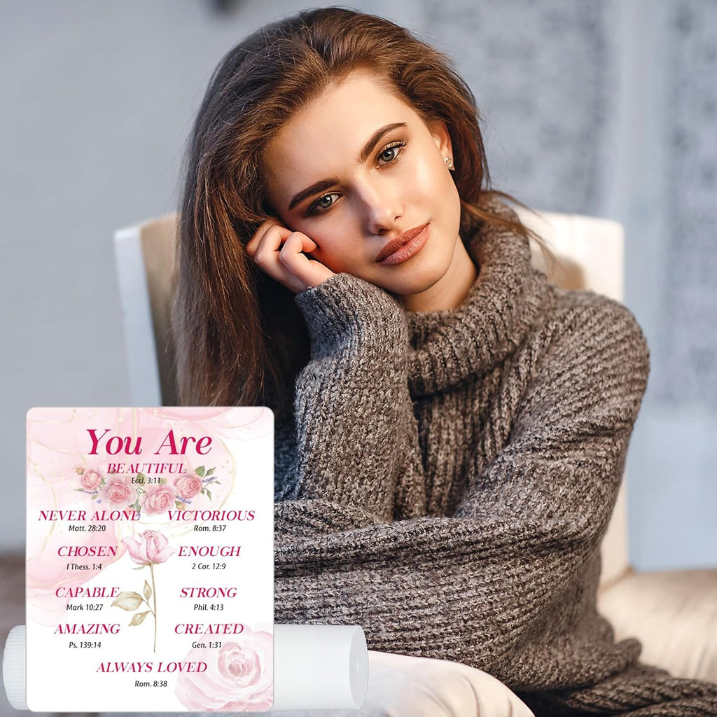 50 Pack Christmas Christian Religious Gifts Bulk Lip Balms for Women Men Church Party Favors Bible Verse Lip Balms with Scripture Gifts for Coworkers Staff Employee Christmas Stocking Stuffers