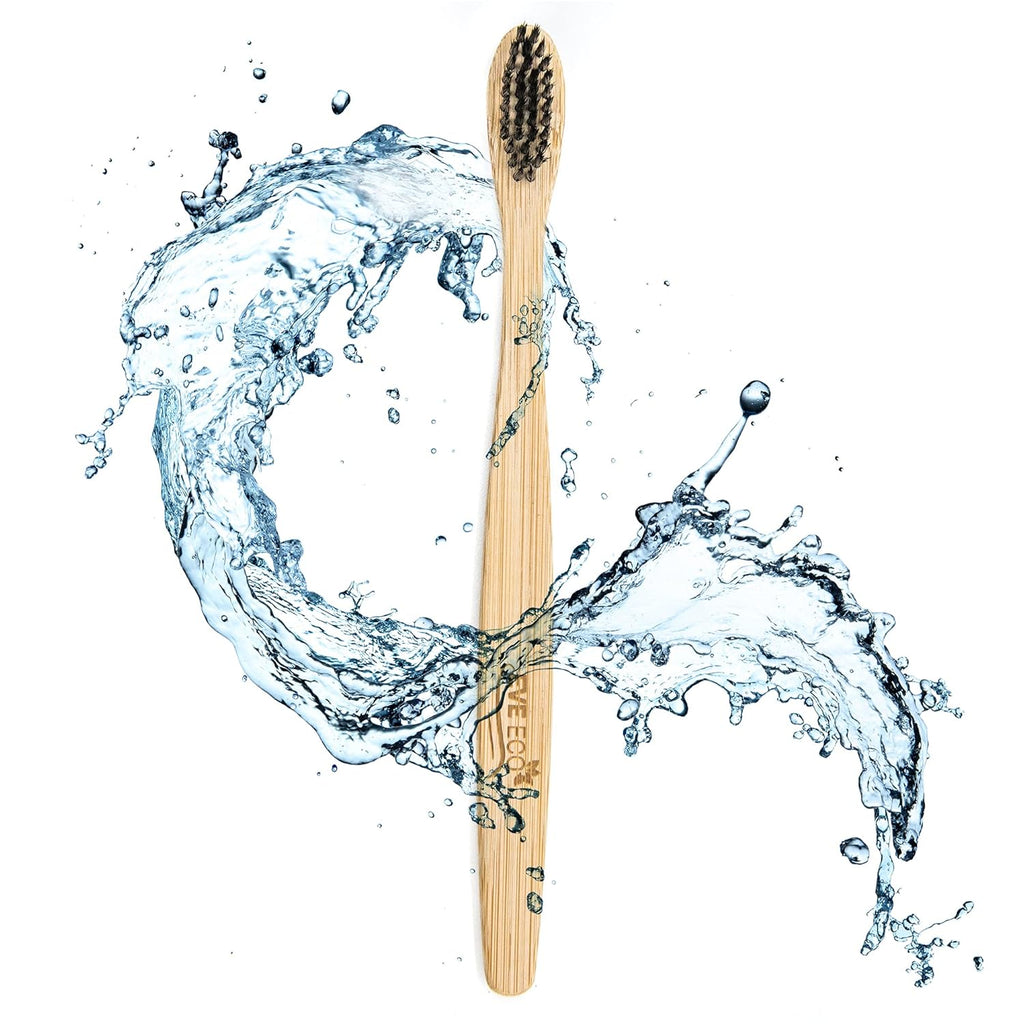 4 Count I Bamboo Toothbrush I Soft Bristles Best for Sensitive Gums I Charcoal I Vegan I Natural Wood I BPA Fee I Recyclable I Compostable I Biodegradable | Environmentally Friendly