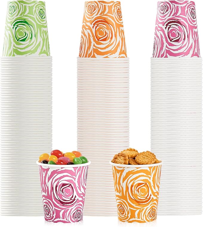 500 Pack 5oz Disposable Paper Cups, Colorful Paper Cups, Small Mouthwash Cups, Mini Paper Cups for Parties, Picnics, Barbecues, Travel and Events