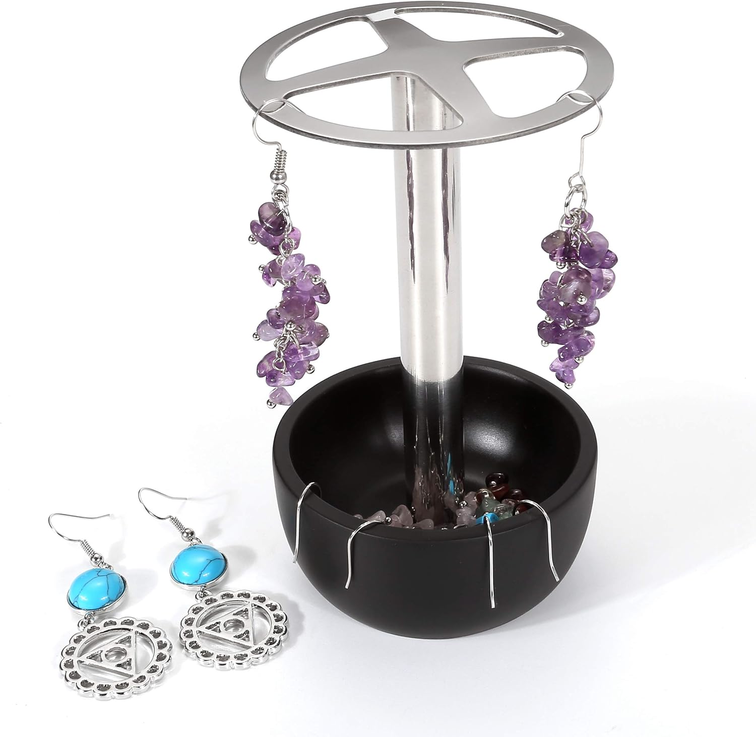 CozyCabin Toothbrush Holder Stand, for Razor, Bathroom Vanity Countertop, Stainless Steel Toothbrush Bathroom Organizer (Black)