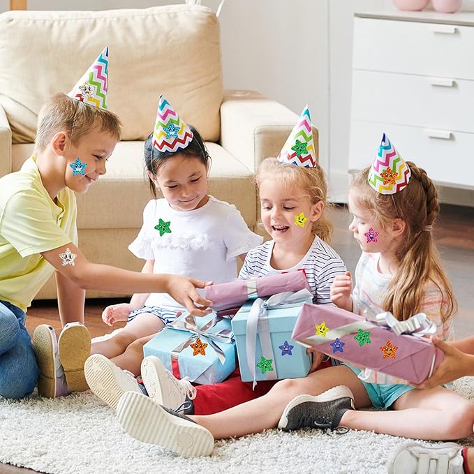 1000PCS Smiley Star Stickers for Kids Reward, 1 inch Holographic Star Stickers for DIY, Crafts, Behavior Chart, Student Planner, School and Classroom Teacher Supplies, 8 Colors