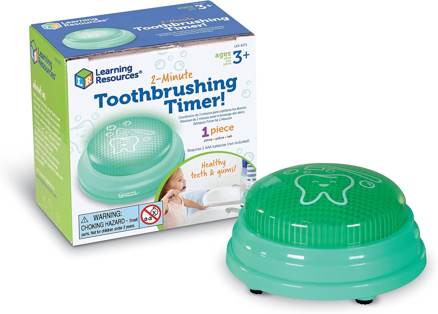 Learning Resources 2-Minute Toothbrushing Timer - 1 Piece, Age 3+, Kids Dental Health, Toddler Toothbrush for Boys and Girls