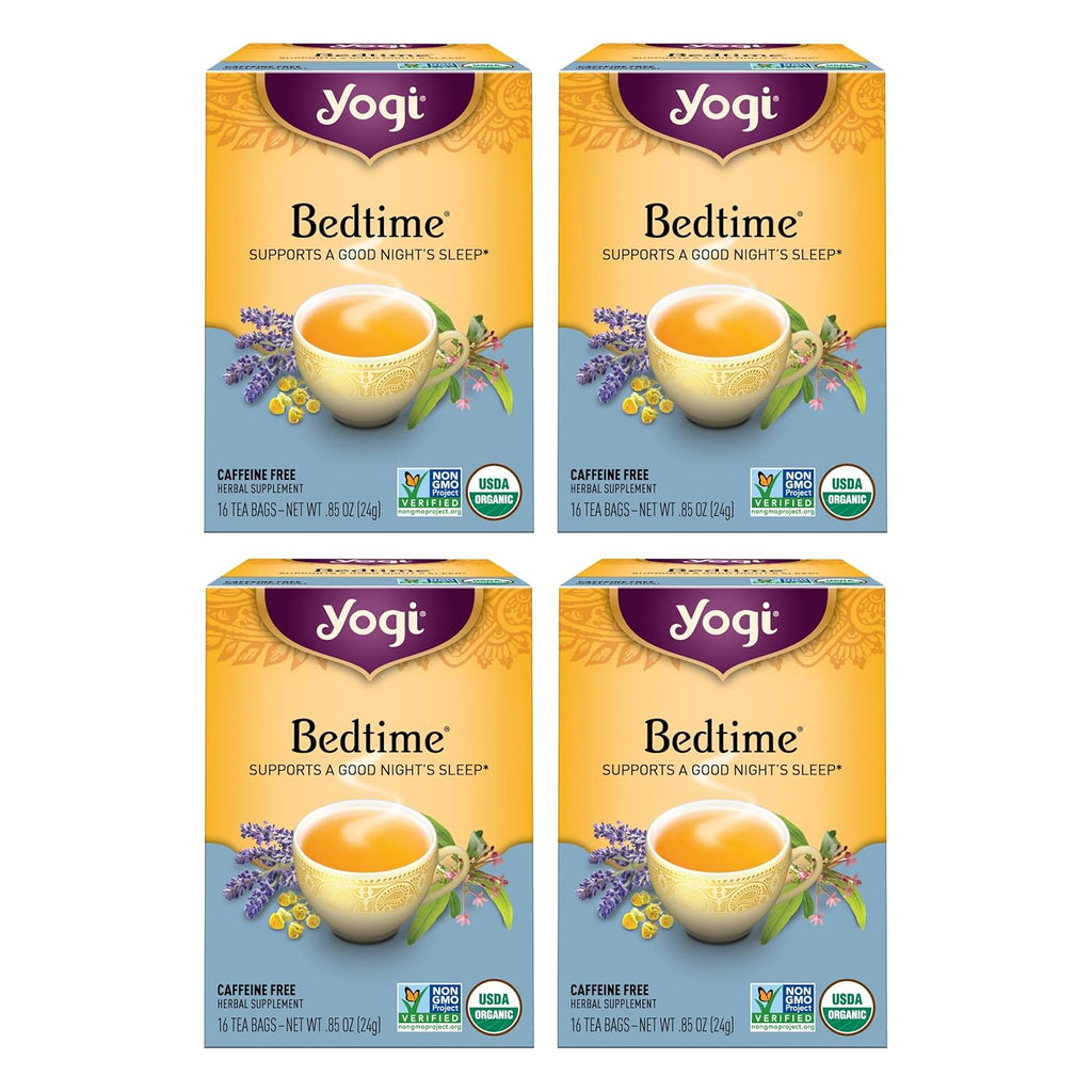 Yogi Tea Bedtime Tea - 16 Tea Bags per Pack (4 Packs) - Chamomile & Passionflower Herbal Tea Blend - Tea to Support a Good Night's Sleep - Includes Lavender, Licorice Root, Spearmint & Cardamom