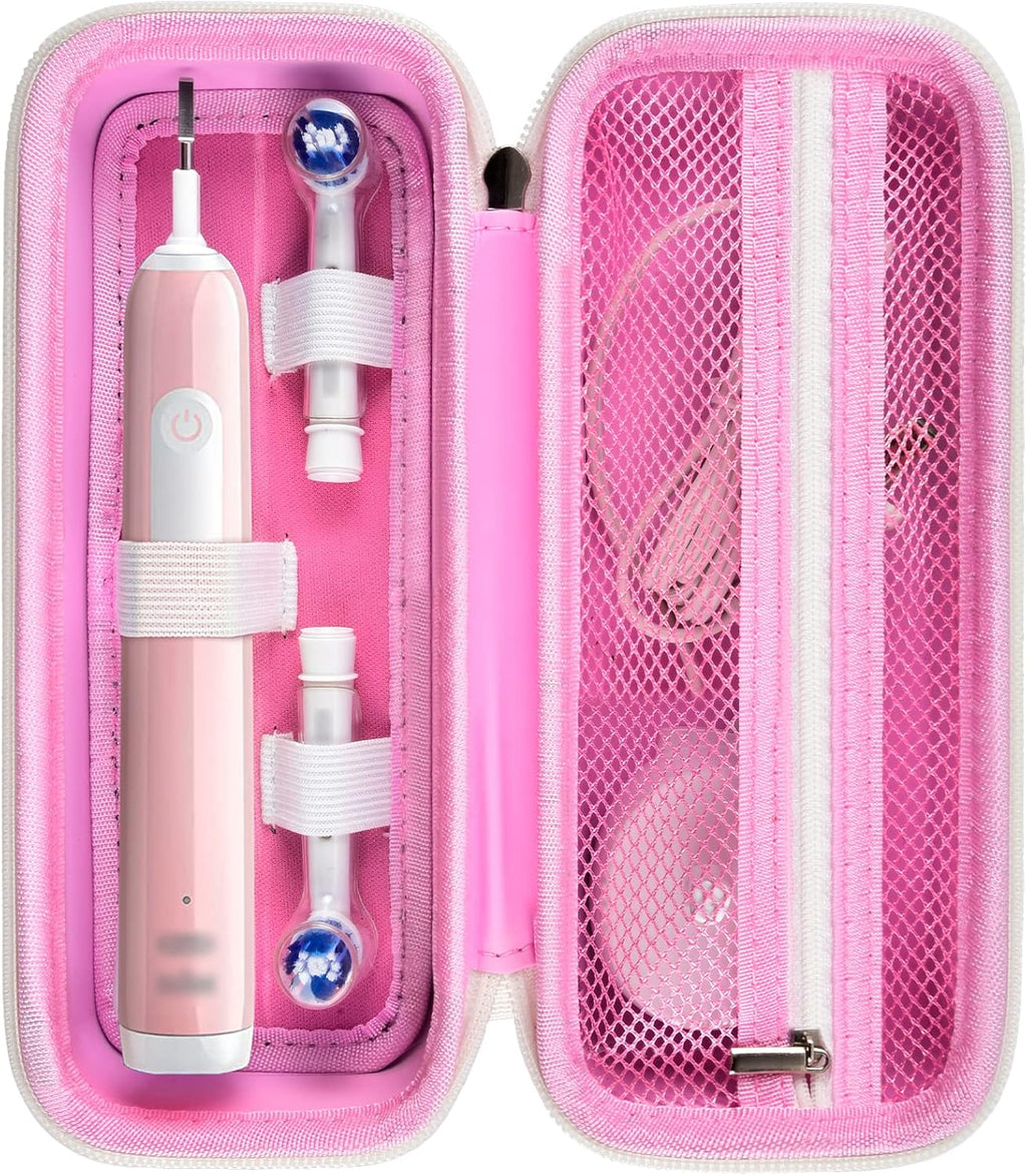 Toothbrush Travel Case Compatible with Oral-B Pro 1000, 2000, 3000, 3500, 1500/ for Philips Sonicare ProtectiveClean 4100 5100 Electric Toothbrush with Mesh Pocket for Accessories - Pink (Bag Only)