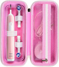 Toothbrush Travel Case Compatible with Oral-B Pro 1000, 2000, 3000, 3500, 1500/ for Philips Sonicare ProtectiveClean 4100 5100 Electric Toothbrush with Mesh Pocket for Accessories - Pink (Bag Only)