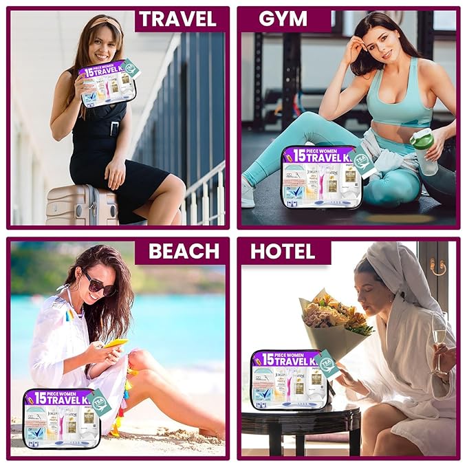 Trektote Bulk Hygiene Kit For Women – (50 Pack) 15 Piece Set – Featuring Top Trusted Brands, TSA Compliant, Bulk Travel Essentials, Includes Shampoo And Conditioner, Body Wash, Toiletry Bag & More