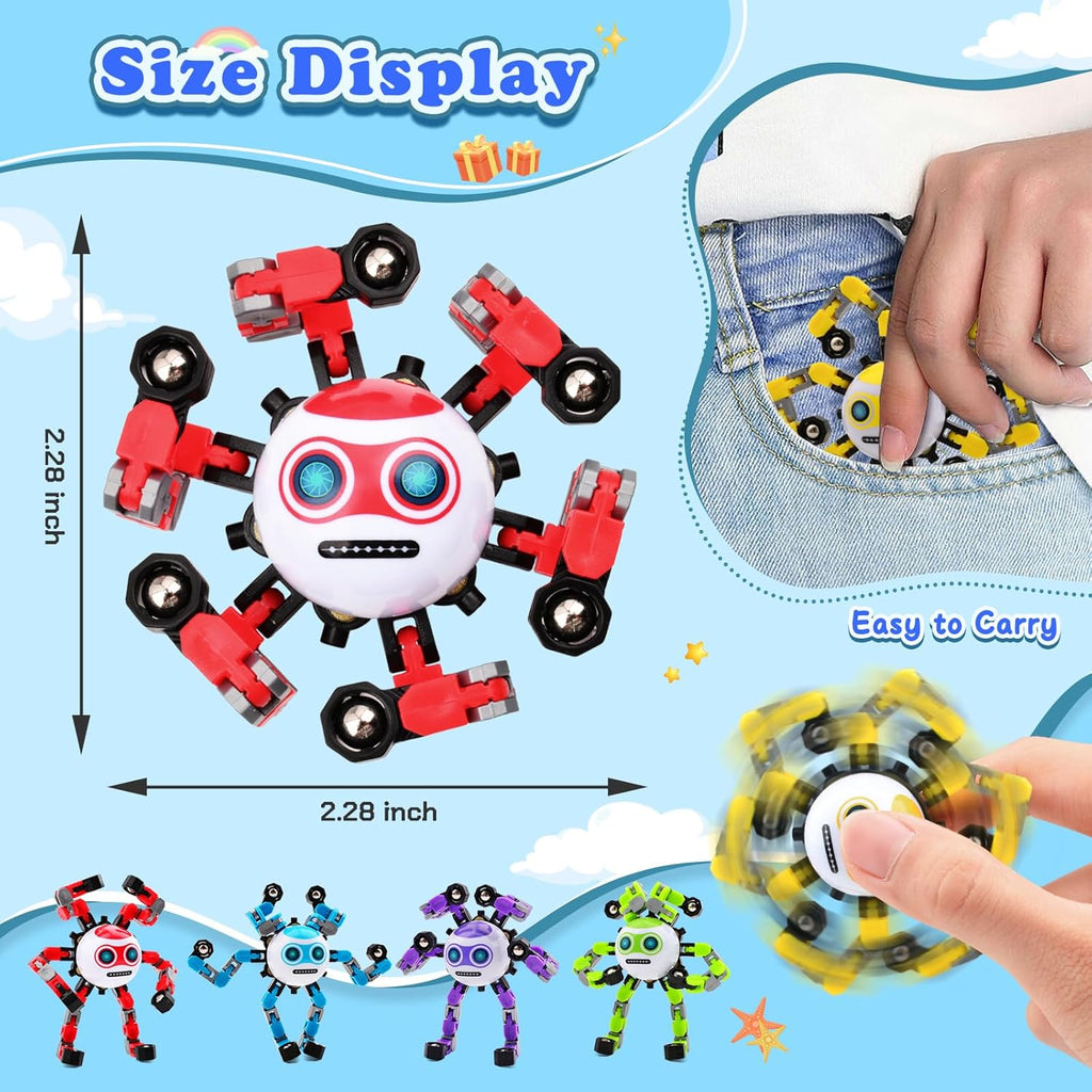 2 PCS Transformable Fidget Spinners Toys for Kids and Adults Stress Relief Sensory Toy for Teens Boys Autism Cool Fingertip Gyros Boy Girl Travel Party Favors Birthdays Gifts Stocking Stuffer