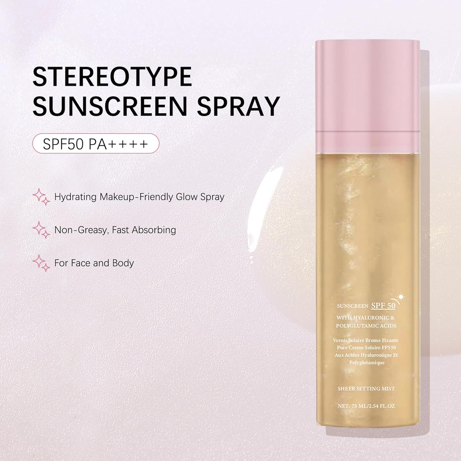 SPF Setting Spray for Face & Body - Sheer Sunscreen Mist SPF 50, Makeup-Friendly Setting Mist with Hydrating Glow, Reef-Safe & Non-Greasy for Beach, Wedding, Daily Wear (2)